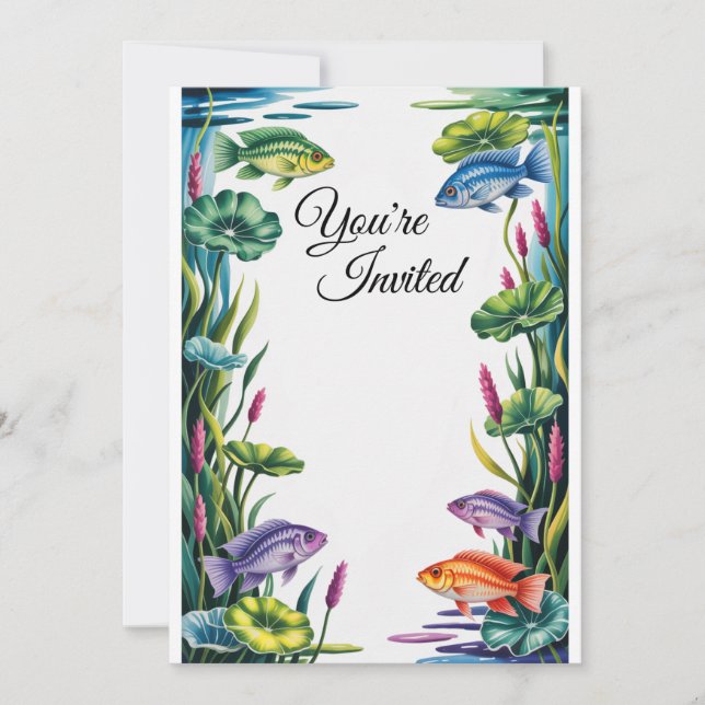 Einladung zur Hochzeitsfeier mit Cichlid Fisch (Vorderseite)