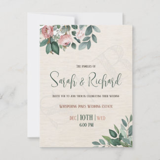 Einladung zur Hochzeitsfeier mit elegantem Blush-F Postkarte