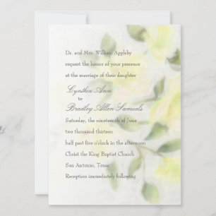 Einladung zur Hochzeitsfeier mit gelber Wasserfarb