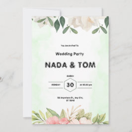 Einladung zur Hochzeitsfeier mit grünem Wasser