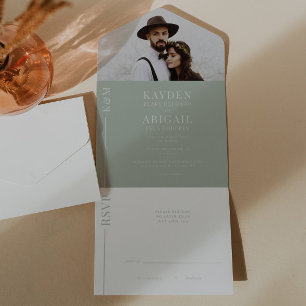 Einladung zur Hochzeitsfeier mit grüner Linie