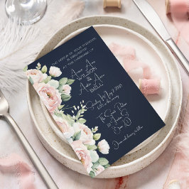 Einladung zur Hochzeitsfeier mit rosafarbenen Peon