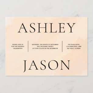 Einladung zur Hochzeitsfeier mit weichem Apricot
