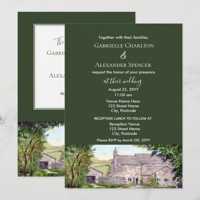 Einladung zur Hochzeitsfeier über die Steinbrücke (Vorne/Hinten)