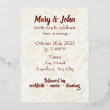 Einladung zur Hochzeitsfeier - vollständig editier