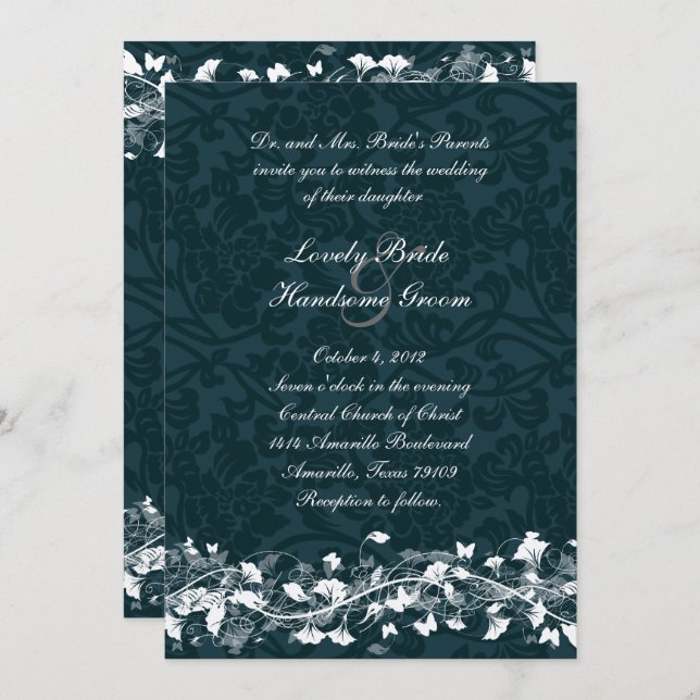 Einladung zur Hochzeitsfeier von Marinedamasken (Vorne/Hinten)