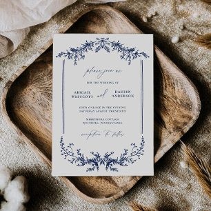 Einladung zur Hochzeitskarte für Navy Blue Hütte
