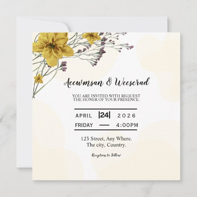 Einladung zur Hochzeitskarte Square Vector (Vorderseite)
