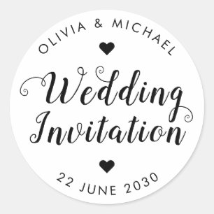 Einladung zur Hochzeitsskripte Briefmarke Siegel L Runder Aufkleber