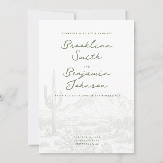 Einladung zur Hochzeitswüstenlandschaft (Vorderseite)