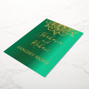 Einladung zur "Indian Style Green Gold Color Weddi