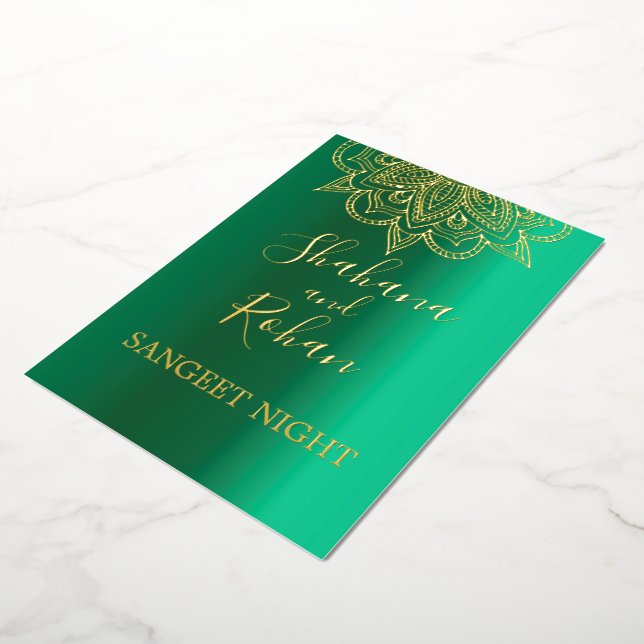 Einladung zur "Indian Style Green Gold Color Weddi (Gedreht)