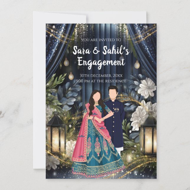 Einladung zur indischen Verlobung zur Ringzeremoni (Vorderseite)