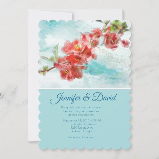 Einladung zur japanischen Quince Custom Wedding (Vorderseite)