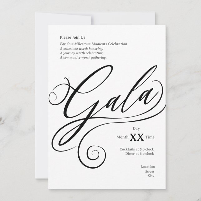 Einladung zur Jubiläums-Gala (Vorderseite)