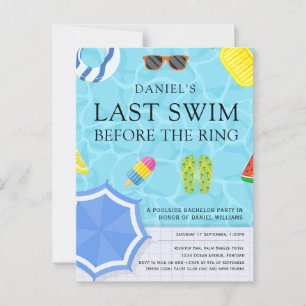 Einladung zur Junggesellenabschiedsparty am Pool Postkarte