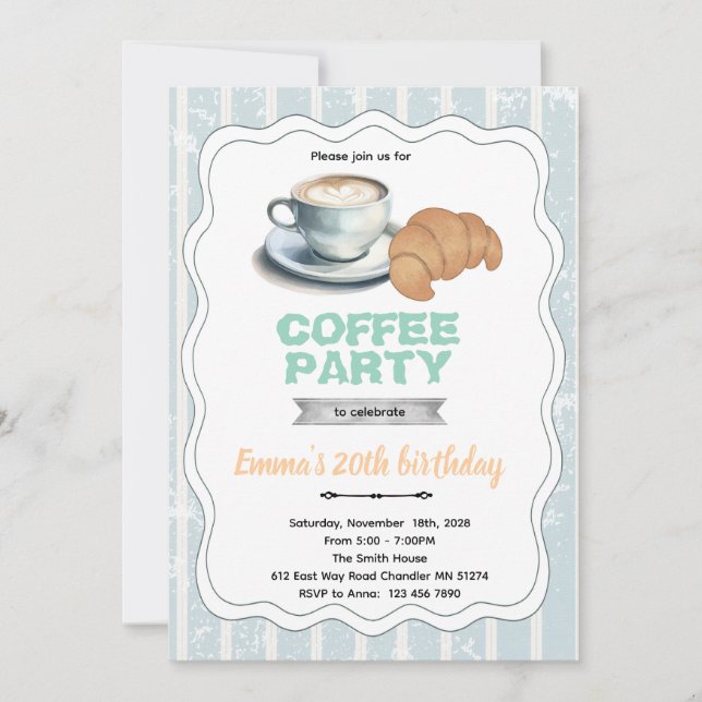 Einladung zur Kaffeegebäckparty (Vorderseite)