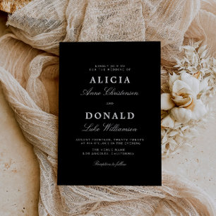Einladung zur kalligraphischen Hochzeit in Schwarz