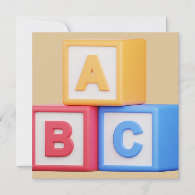 Einladung zur Kinderdusche - Alphabet Blocks (Vorderseite)