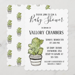 Einladung zur Kinderdusche mit gepolstertem Kaktus