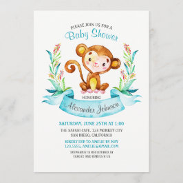 Einladung zur Kinderdusche "Watercolor Monkey Boy"