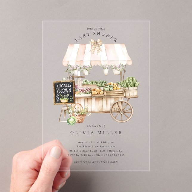 Einladung zur kleinen Dusche auf dem lokalen Markt (Insitu (Handheld))