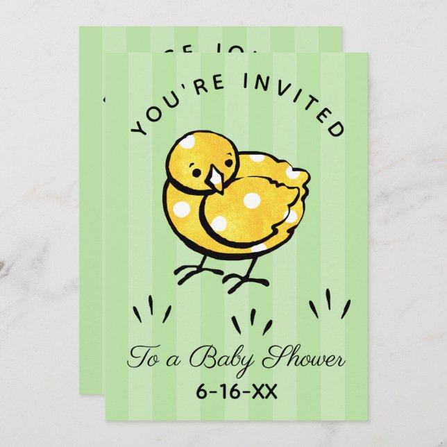 Einladung zur kleinen Yellow Chick Baby Dusche (Vorne/Hinten)