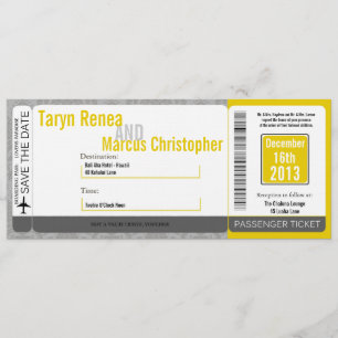 Einladung zur Leinenhochzeit mit Boarding Pass Mod