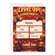 Einladung zur Level-Up-Gamer-Party 