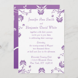 Einladung zur lila Blumenhochzeit