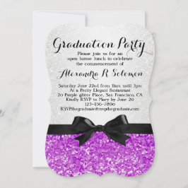 Einladung zur lila Glittery Bow Graduation Party
