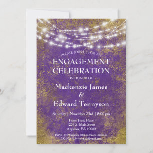 Einladung zur lila Gold Lights-Engagement-Party