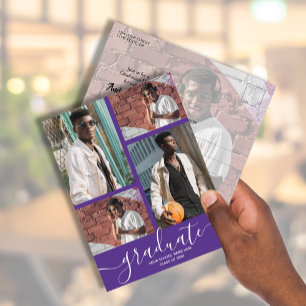 Einladung zur Lila Graduiertenparty mit mehreren F Postkarte