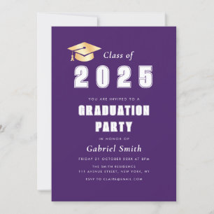 Einladung zur lila Graduierungsparty im kühlen Jah