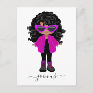 Einladung zur Little Fashion Black Girl Party Postkarte