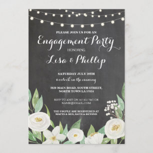 Einladung zur Live Party Chalk White Blume Dusche