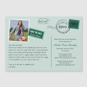 Einladung zur lustigen postkartenartigen Graduatio
