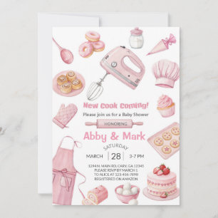 Einladung zur Mädchen-Baby-Party: Kochen, Backen.