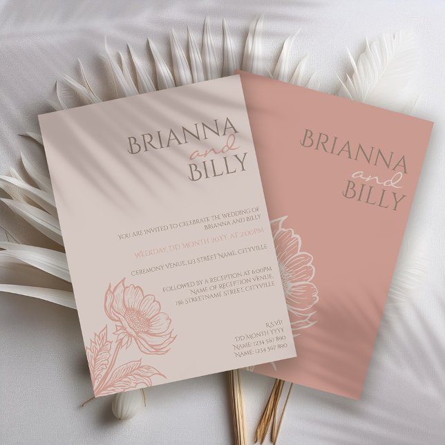 Einladung zur Minimalistisch-rosa-Blumenhochzeit (Von Creator hochgeladen)