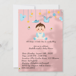 Einladung zur Minimalistischen Babydusche - Elegan