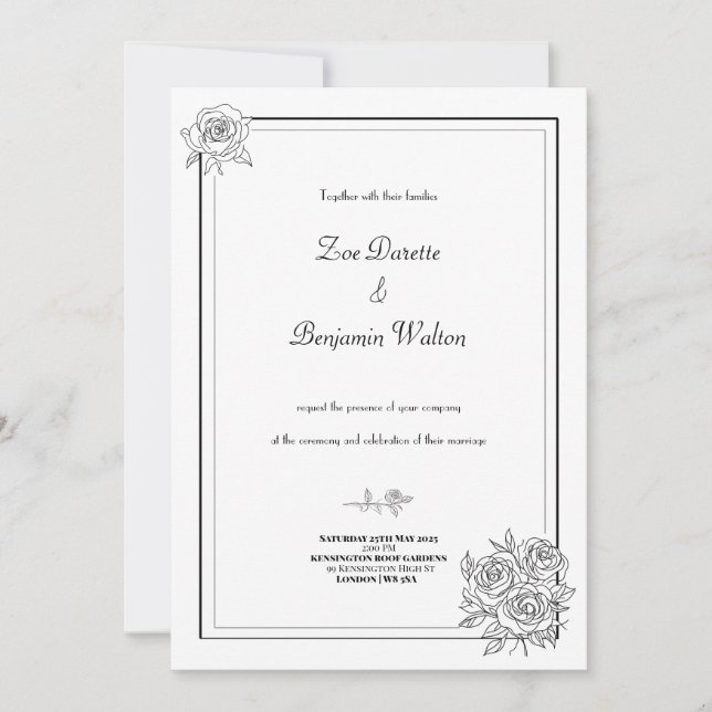 Einladung zur Minimalistischen Blumenhochzeit (Vorderseite)