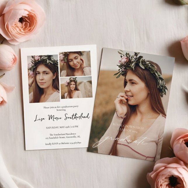 Einladung zur Minimalistischen Boho Graduiertengru (Minimalist Boho Graduation Party Invitation)