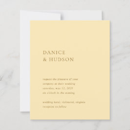 Einladung zur Minimalistischen Buttergelben Hochze