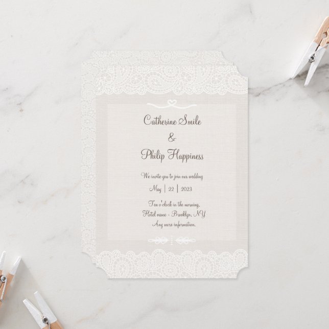 Einladung zur Minimalistischen Hochzeit (Vorderseite/Rückseite Beispiel)
