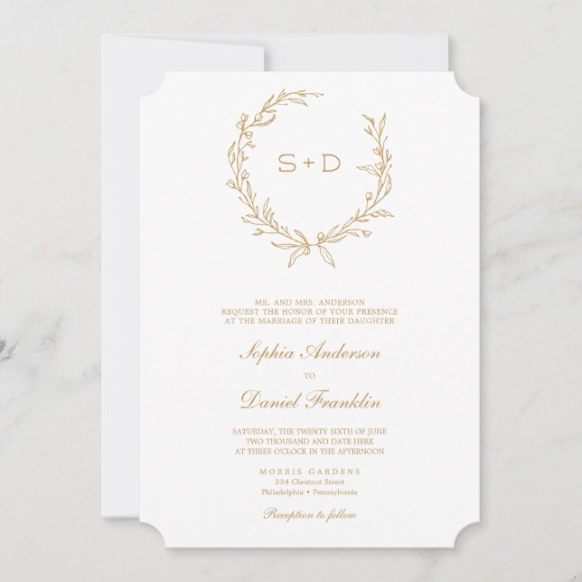 Einladung zur Minimalistischen Monogramm-Hochzeit (Vorderseite)