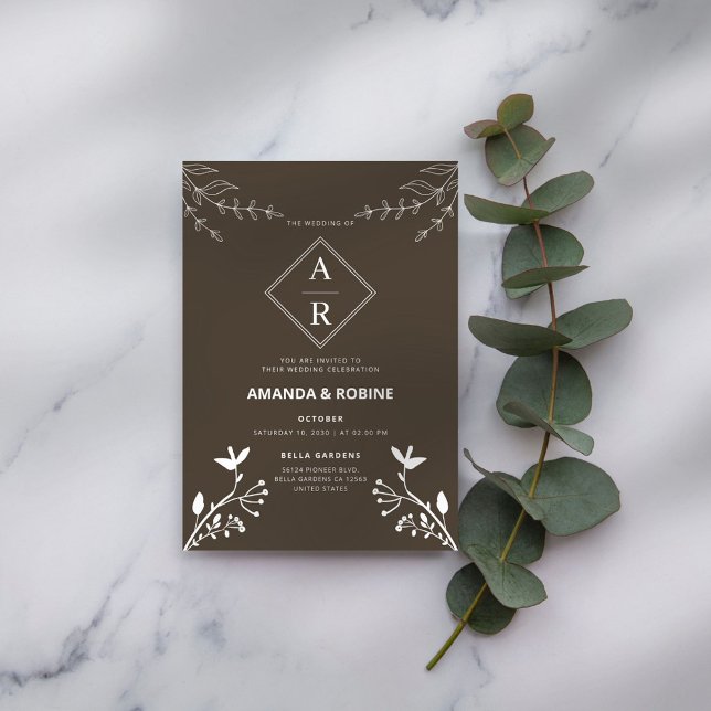 Einladung zur Minimalistischen Monogramm-Hochzeit (Von Creator hochgeladen)