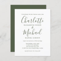 Einladung zur Minimalistischen Olive Green Script 