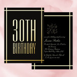 Einladung zur Minimalistischen Schwarzen Fohle<br><div class="desc">Klassische und einfache schwarz-goldene Blumen 30. Geburtstagseinladung. Einfach personalisieren,  indem Sie Ihre Party-Details hinzufügen. Schwarz-Weiß-Einladung. Bild von pikisuperstarauf Freepik</div>