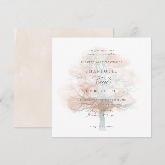 Einladung zur Misty tree-Hochzeit (Vorne/Hinten)