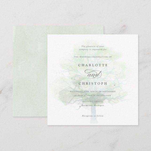 Einladung zur Misty tree-Hochzeit (Vorne/Hinten)